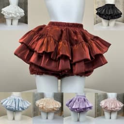 Y2K Sweet and Kawaii Shiny Satin Tiered Ruffle Puff Bloomers High Waist Elastic Waist Anti-Exposure All-match Mini Skirt 7Color