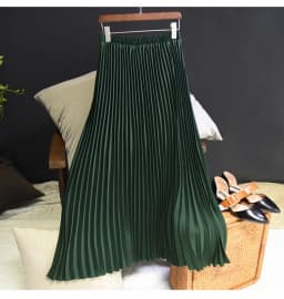 Vintage Pleated Midi Long Skirt For Women Korean Fashion Casual High Waist Chiffon Skirts Jupe Faldas 18 Color Spring Autumn