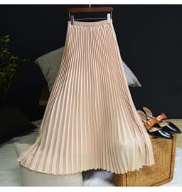 Vintage Pleated Midi Long Skirt For Women Korean Fashion Casual High Waist Chiffon Skirts Jupe Faldas 18 Color Spring Autumn