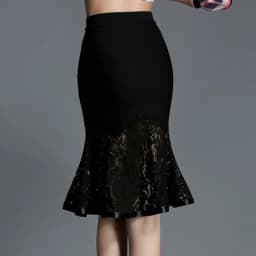 Women Summer New Casual Patchwork lolita Lace Pencil Skirt High Waist