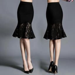 Women Summer New Casual Patchwork lolita Lace Pencil Skirt High Waist