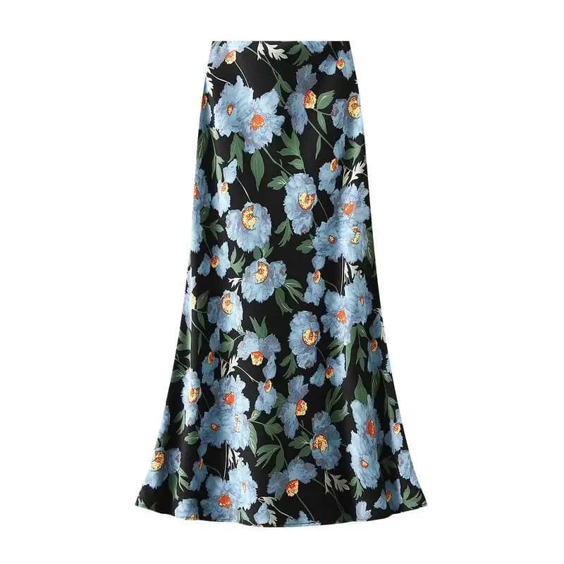 New In 2025 Floral Print Elegant Long Skirts Women Summer Trendy High Street Vacation Party Skirt