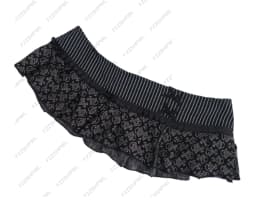 Black Skull Print Ruffle Mini Skirt Striped Waist Asymmetric Hem Gothic Punk Y2K Alternative Fashion Skirt for Women