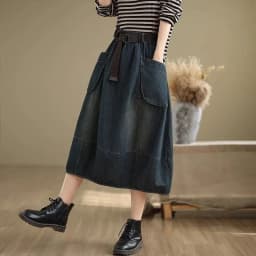 Spring Female High-end Loose Denim Skirts 2025 Women Large Size 5XL A-line Jeans Korean Ladies Fashion High Waist Cowboy Skirt