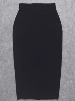 BEAUKEY Sexy Black Mid Calf Bandage Pencil Skirt Long Bodycon 2023 Women Stretch Nude Split Maxi Skirt Wholesale XL Party Skirts