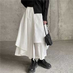 Women Black Skirts Japanese Gothic Irregular High Waist Pleated Skirt Pants for Women Vintage Cargo Skirts Female Clothes Ladies