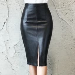 Black Leather Skirt Women 2024 Autumn Midi PU Pencil Skirt Office Sexy Package Hip Front Or Back Slit Skirts 5XL