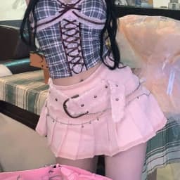 Women's Skirt 2026 New Fashion Fairycore Kawaii Streetwear Clothes Y2K Pink Mini Skirts Aesthetic Sweet Cute High Sweet Slim