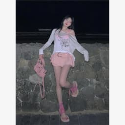 Women's Skirt 2026 New Fashion Fairycore Kawaii Streetwear Clothes Y2K Pink Mini Skirts Aesthetic Sweet Cute High Sweet Slim