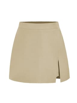 Summer Mini Divided Skirt For Women Elastic Skorts Black Office Lady Slit Skirts Short High Waist Women Mini Skirt Shorts Zipper
