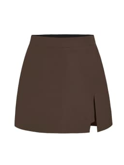 Summer Mini Divided Skirt For Women Elastic Skorts Black Office Lady Slit Skirts Short High Waist Women Mini Skirt Shorts Zipper