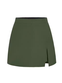Summer Mini Divided Skirt For Women Elastic Skorts Black Office Lady Slit Skirts Short High Waist Women Mini Skirt Shorts Zipper