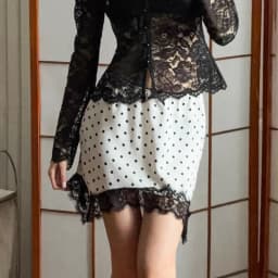 Tsiisd Fashion Lace Printing Dot Dot Mini Skirt Women Commute Slim Sexy Patchwork Contrast High Waist 2026 Y2k Skirt Mini Skirt