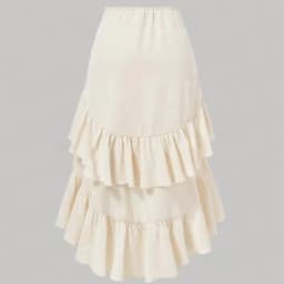Summer Women A Line Midi Skirt Elegant Asymmetrical Flounce Design Casual Drawstring Waist Skirt for Vacation Daily Wear
