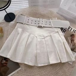 Xpqbb Summer Pleated Skirt Women Korean Fashion with Belt Mini Skirts Girl Kawaii High Waist School Uniform A-Line Short Skirts