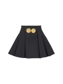 HIGH STREET 2026 Newest Fashion Stylish Designer Women Large Metal Buckle Decoration Pleated Mini Skirt