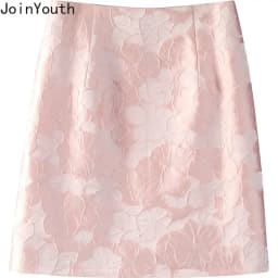 Jacquard Skirt for Women 2025 Faldas Mujer De Moda High Waist Tunic Pink Jupe Fashion Korean Saia Vintage Bodycon Mini Skirts