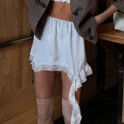 Summer Casual Solid Skirt Female 2025 Sexy Lace White Asymmetrical Midi Skirts Street Chic Satin High Waist Slim Skirt