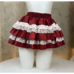 Black Lace Trim Layered Ruffle Mini Skirt Women Gothic Lolita Satin Bow Decor Elastic Waist A-line Short Skirt for Teens 2026