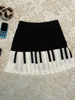 2000s Aesthetic Elegant Y2k Black White Piano Skirt Women Slim Design Harajuku Mini Skirt Female Retro Korean Popular Clothes
