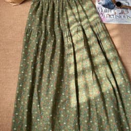 Trendy Floral A-LINE Skirt Women High Waist Summer Vintage Casual Midi Skirt
