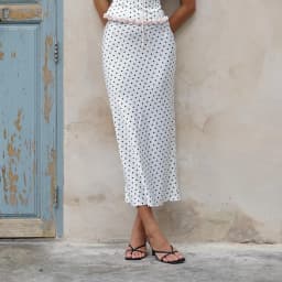 Ladies Vintage Polka Dot Satin Skirt Women Streetwear High Waisted Chic Long Pleated Midi Skirts Elegant Maxi Women Skirt Female