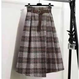 Korean Women Fashion Leisure Plaid Woolen Skirt Autumn Winter New High Waist Mid-Long Irregular Wool Skirts Femme Large Size 4XL