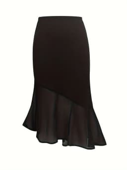 Fairyshely Casual Black Mesh Long Skirt Women 2026 Summer Wrap High Waist Midi Skirt Ladies Elegant Solid Bodycon Mermaid Skirt
