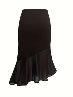 Fairyshely Casual Black Mesh Long Skirt Women 2026 Summer Wrap High Waist Midi Skirt Ladies Elegant Solid Bodycon Mermaid Skirt