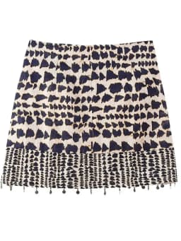 Geometric Print Wrap Skirt Women Vintage Knotted Sarong Mini Skirt with Beaded Tassel High Waist Boho Faldas Mujer