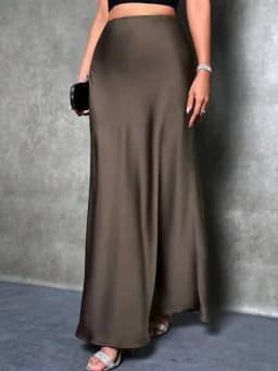 Satin Skirt Woman High Waist Elegant Long Skirts For Women Fashion Summer Midi Office Lady Pencil Cocktail Party Wedding Skirt