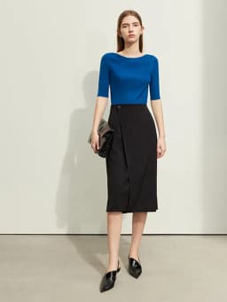 AMII Minimalism Women Skirts 2024 Autumn New Asymmetric Lap Piece A-line Solid Trendy Commuter Mid-Calf Skirt For Lady 12421040