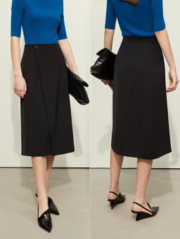 AMII Minimalism Women Skirts 2024 Autumn New Asymmetric Lap Piece A-line Solid Trendy Commuter Mid-Calf Skirt For Lady 12421040