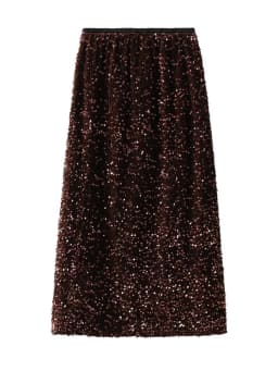 High Waisted Sequin Maxi Skirt Women Elegant Shiny Straight Skirts With Slit Summer Spring Black Long Sequin Skirt For Women