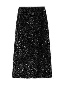 High Waisted Sequin Maxi Skirt Women Elegant Shiny Straight Skirts With Slit Summer Spring Black Long Sequin Skirt For Women