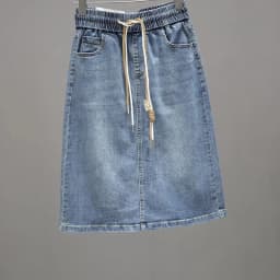 Korean Lady Large Size 5XL Denim Maxi Skirt Spring Summer Women Lace Up Jeans Long Skirts Femme In Half Body Cowboy A-line Skirt