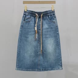 Korean Lady Large Size 5XL Denim Maxi Skirt Spring Summer Women Lace Up Jeans Long Skirts Femme In Half Body Cowboy A-line Skirt