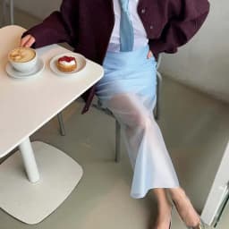 Women Seethrough High Waist Skirt Summer Casual Sexy Long Straight Skirt for Commuting Fashion Lady Splice Design