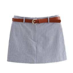 Women Casual Striped Skirts With Belted 2026 Summer Female High Waist A-Line Skirts Elegant Streetwear Lady Chic Shorts Skirts