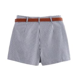Women Casual Striped Skirts With Belted 2026 Summer Female High Waist A-Line Skirts Elegant Streetwear Lady Chic Shorts Skirts