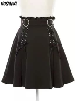 2026 Y2k Aesthetic Harajuku Style Skirt Sweet Girl High Waist Mini Bandage Lolita Skirts Womens Solid Streetwear Gothic Jk Saia