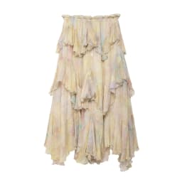 KONDALA Vintage Flower Print Long Skirts High Waist Ruffles Chiffon Skirts Fashion 2025 Autumn Boho Holiday Party Skirts