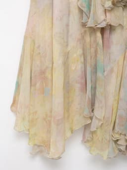 KONDALA Vintage Flower Print Long Skirts High Waist Ruffles Chiffon Skirts Fashion 2025 Autumn Boho Holiday Party Skirts