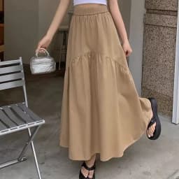 Fashionable Pleated  Skirt for Short Women Summer New Korean Style Design Sense Elastic Waist Long Skirt Women's Dress