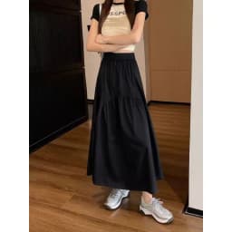 Fashionable Pleated  Skirt for Short Women Summer New Korean Style Design Sense Elastic Waist Long Skirt Women's Dress