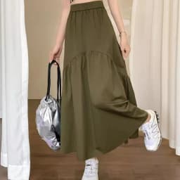 Fashionable Pleated  Skirt for Short Women Summer New Korean Style Design Sense Elastic Waist Long Skirt Women's Dress