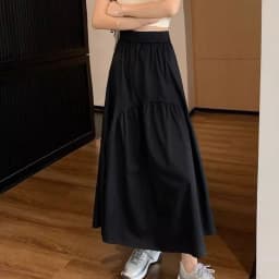 Fashionable Pleated  Skirt for Short Women Summer New Korean Style Design Sense Elastic Waist Long Skirt Women's Dress