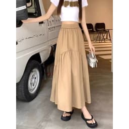 Fashionable Pleated  Skirt for Short Women Summer New Korean Style Design Sense Elastic Waist Long Skirt Women's Dress