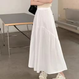 Fashionable Pleated  Skirt for Short Women Summer New Korean Style Design Sense Elastic Waist Long Skirt Women's Dress