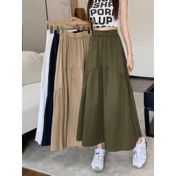 Fashionable Pleated  Skirt for Short Women Summer New Korean Style Design Sense Elastic Waist Long Skirt Women's Dress